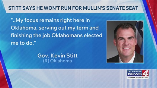 Gov. Kevin Stitt says he's not running for Mullin's Senate seat