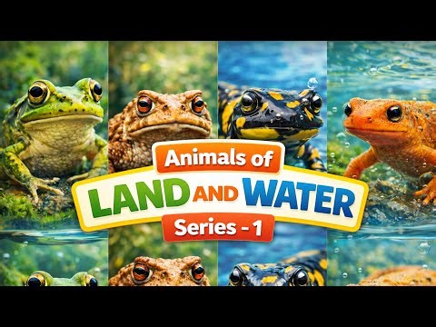 Animals of Land and Water for kids | Names and Sounds | True Amphibians | Educational Video