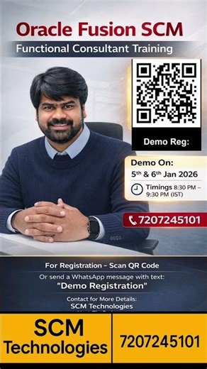scan the demo registration qr code for Oracle fusion SCM Functional Consultant Training