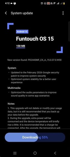 System update Android 15 Funtouch OS 15 158MB is available right now for download in vivo T4 lite