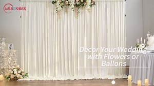 50ft x 8ft Wrinkle Free Ivory Backdrop Curtain for Parties, 10 Panels 5x8ft Silky Polyester Ivory Wedding Backdrop Drapes Photo Back Drop Cloth for Birthday Baby Shower Photography Background