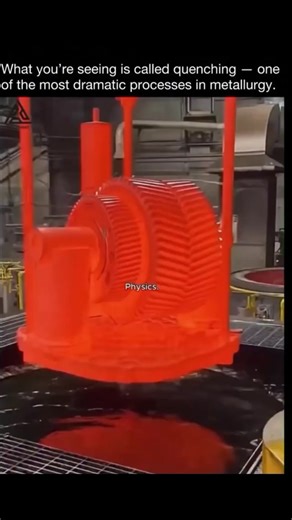 Loop knowledge on Instagram: "What you’re seeing is called quenching — one of the most dramatic processes in metallurgy. A piece of metal, glowing red-hot from being freshly forged, is plunged into water to cool and solidify. This rapid cooling forces the outer layers to contract faster than the inside, creating enormous thermal stress. 💥 At first, the surface is so hot that water instantly vaporizes, forming a layer of steam — the Leidenfrost effect — briefly insulating the metal. Once it cool