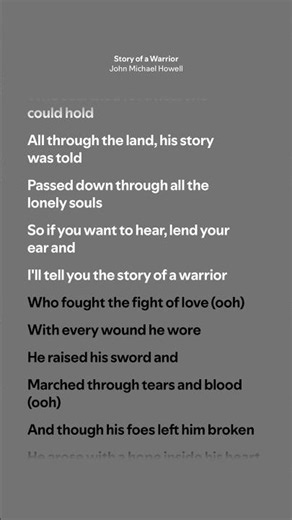 Story of a Warrior - John Michael Howell (Lyrics)