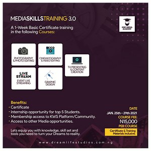 THE KWS MEDIA SKILLS TRAINING, Anifowoshe Street, Lagos, 25 January 2021