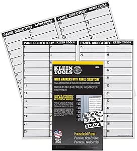 Klein Tools 56255 Wire Markers, Household Electric Panel w/Directory