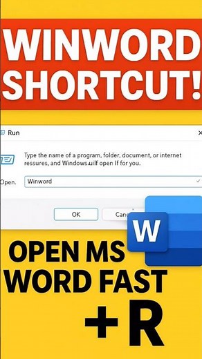 Windows + R Shortcut Trick | Open MS Word with Run Command | Winword Hack