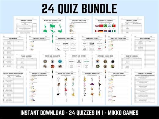 Printable Quiz Bundle: 24 Picture Round Quiz Sheets in 1, Pub Quiz Trivia, Downloadable Table Quiz for Kids & Adults, Family Game Night - Etsy Australia