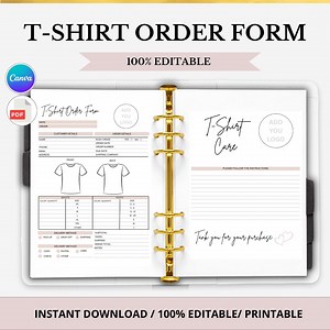 T-shirt Order Form, T-shirt Business Form, T-shirt Order Form, Craft Order Form, Custom T-shirt Order Form, Editable Canva Template - Etsy