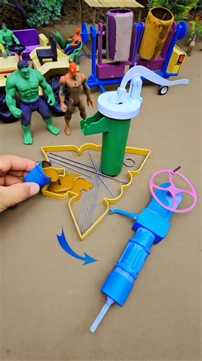 Mini handpump water science project with Leaves shape orange concrete & mixer diy tractor | No. 497🔥