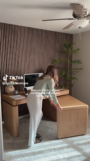 L-shaped standing desk with storage and layout options