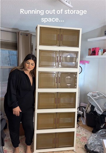 These stackable storage bins are great if you need more space cuz it doesnt take over the entire room. #storagefinds #homeorganization #smallspace #stackablestorage