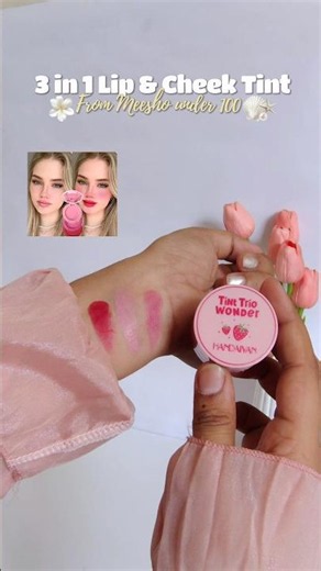 3 in 1 Lip & Cheek Tint from Meesho under 100 🪷#meeshoapp #makeup #meesho #beauty