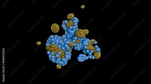 Molecular interactions. Atoms, molecules, chemical reactions. Chemical interactions. Molecules interacting. Nanoparticles coating molecular surfaces. 3d animation