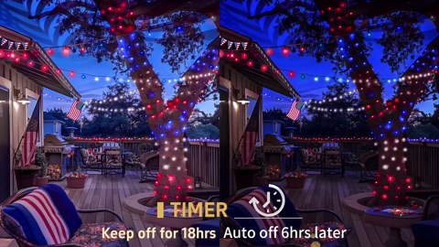 Amazon.com: Red White Blue String Lights - 100ft 300 LED 4th of July Decoration Patriotic Mini Lights with 8 Light Modes and Timer, Waterproof Tree Lights for Indoor Outdoor Memorial Day Independence Day Decor : Home & Kitchen