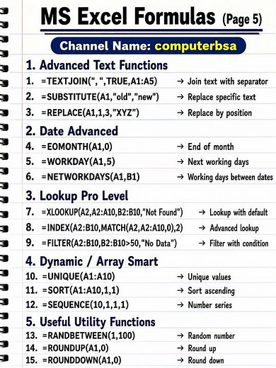 MS Excel Formulas Mastery (Page 5) | Advanced Excel Functions | Learn Excel Like a Pro 💯