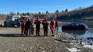 Stolen Tesla drives into Calgary’s Bow River