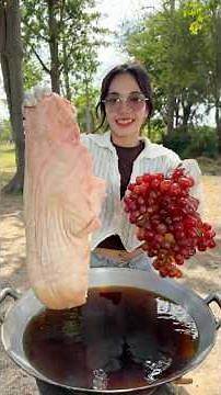 Cooking yummy deep fried pork with grape recipe