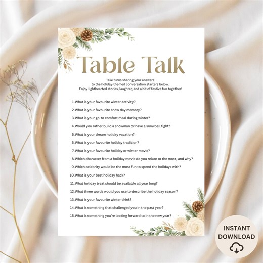 Table Talk Game – Conversation Starter Questions (PDF A4 & A5) - Etsy UK