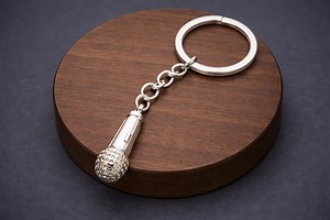 Vintage Handheld Microphone Silver Charm Keychain Singer Gift - Etsy