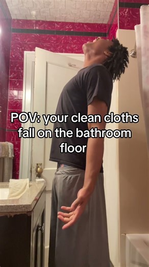 POV: your clean cloths fall on the bathroom floor #viral #crowdfire #funniestvideo #eyecatchy