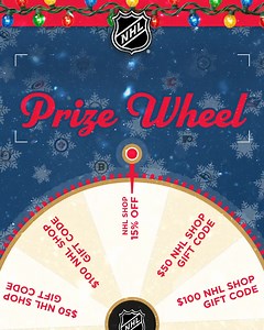 Spin the holiday prize wheel for a chance to win NHL Shop gift codes and more! 🎁 | NHL
