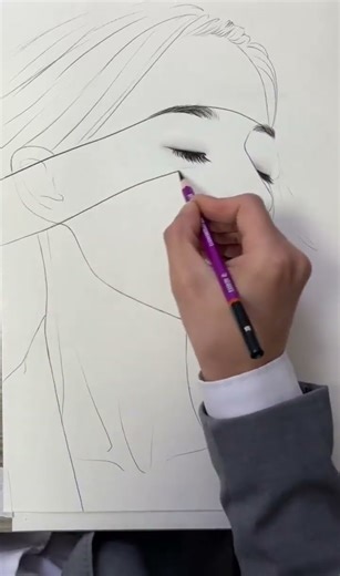 Beautiful Girl Abstract Sketch | Aesthetic Pencil Art Drawing #shorts #shortsfeed