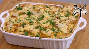 Garlic Bread Potato Bake | Combining to classics into a sensational family meal! Recipe in the comment section | Nicko's Kitchen