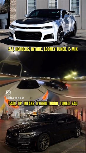 Upgraded turbo 540i 🆚 Fbo e85 ,smaller pulley Zl1 #camaro #zl1 #bmw #540i #b58 #race #fypシ #race