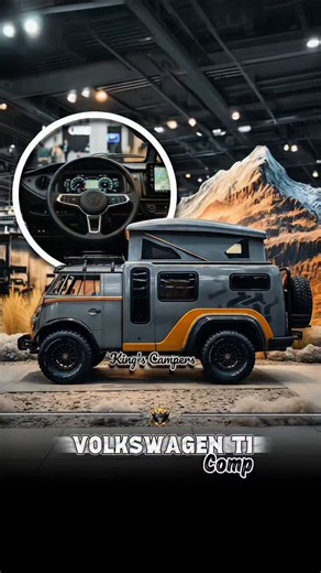 King's Campers on Instagram: "Volkswagen | T1 Comp | “Snowdrift” – AI digital design classic vw t1 reborn as a modern expedition camper with lifted stance, off-road tires, pop-top roof and warm, minimalist interior built for cold-weather travel; clean cockpit, modular living space and expedition-ready details make it a winter escape on wheels — wishing everyone a calm, cozy and adventurous holiday season. #volkswagen #vwt1 #vwbus #fblifestyle #campervan"