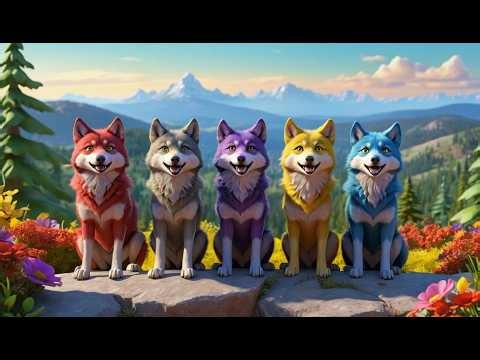 Five Little Wolves Howl Howl Howl | Wild Animal Song & Counting for Kids