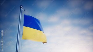 Ukraine 3d animation waving flag for background news web and media. High quality 4k footage Stock Video