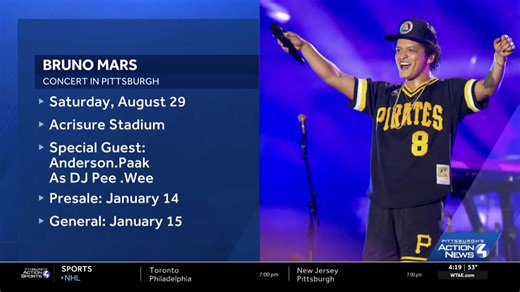 Bruno Mars tour coming to Pittsburgh's Acrisure Stadium