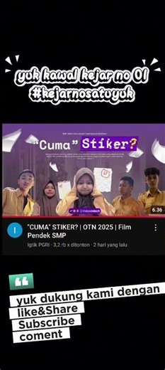 Bantu kota Bekasi Meraih Juara Lomba vidio pendek di Olimpiade Tik Informatika Nasional 2025