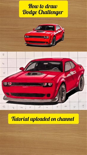 How to draw Dodge Challenger Car Drawing| Dodge Challenger Drawing Easy step by step| Muscle car art