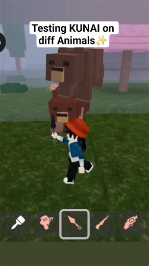 Testing of kunai on diff Animals🫥✨️ #roblox ##99nightsintheforest #99nightsintheforestkunai #meow