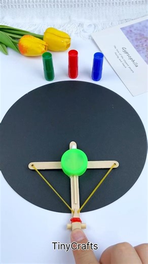 How to make DIY Mini Crossbow 😱 Popsicle Stick Launcher | Easy Craft #shorts