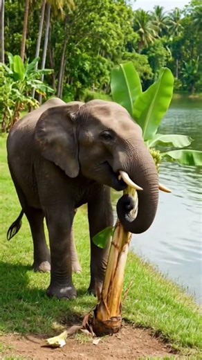 “Elephant Eating a Tree! 🌿 Incredible Wildlife Moment” #satisfyingvideos #wildlife #elephant