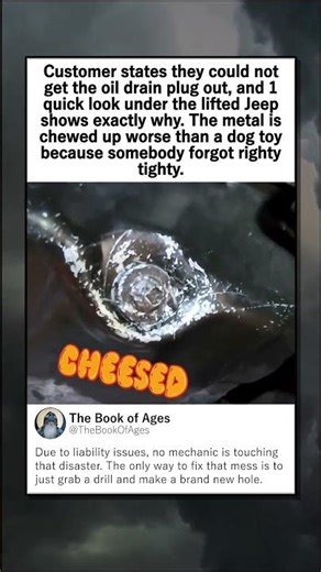 JEEP DRAIN PLUG OBLITERATED DRILL FIX