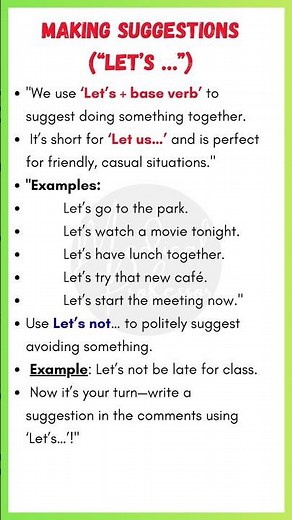 Making Suggestions in English | How to Use “Let’s …” with Examples | Simple English Grammar