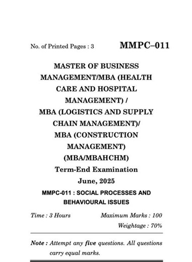 MMPC-011 June 2025 | IGNOU Previous Year Question Paper