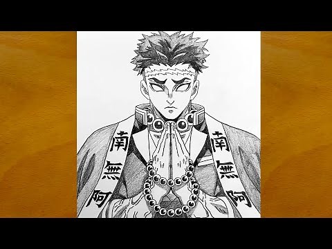 How to Draw Gyomei Himejima Step by Step || Demon Slayer Drawing || Easy Anime Sketch