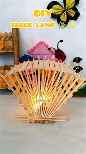 DIY Aesthetic Table Lamp ✨ | Easy Ice Cream Stick Home Decor Idea #diy #homedecor #viral