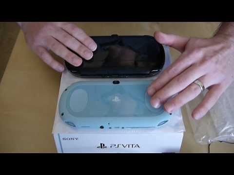 Playstation Vita 2000 System Unboxing - White / Light Blue Model with Vita 1000 Size Comparison