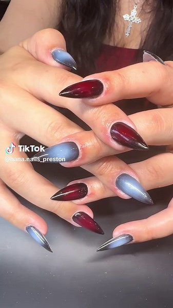 Serving sharp vibes & flawless fades 🔥💅 Who’s obsessed with this combo? #NailInspo #StilettoNails #HanaNailsPreston ✨ Book your nail glow-up today! ☎️ (306) 979 - 2400 #gelsaskatoon #saskatoon🇨🇦🇨🇦🇨🇦🇨🇦🇨🇦