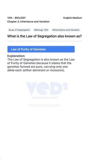 Law of Segregation Explained 12th Biology Inheritance Variation