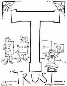 "T is for Trust" Bible Alphabet Coloring Page