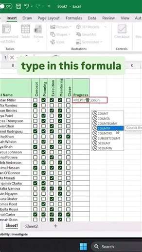 This is how to create progress tracker in excel