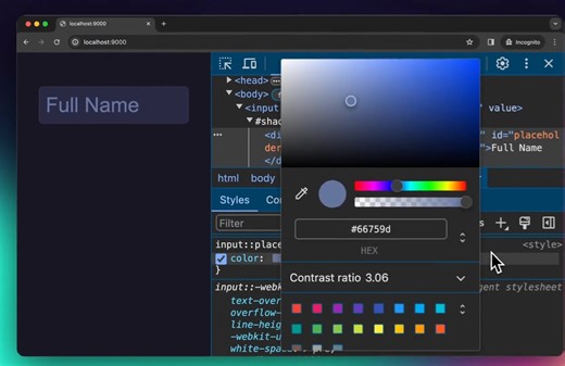 Using Chrome DevTools to inspect shadow DOM to style "::placeholder" | Arbaoui mehdi