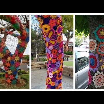 Most Beautiful & Stylish Yarn Bombing Trees of Crochet Pattern/Beautiful Graffiti Street Art Ideas