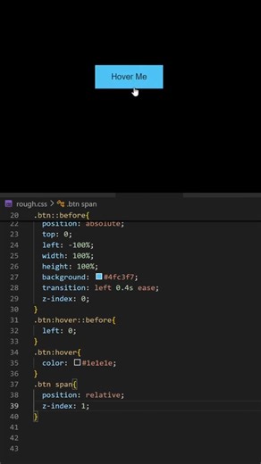 Button with on hover slide effect using html and cass #shorts #viral #coding #programming